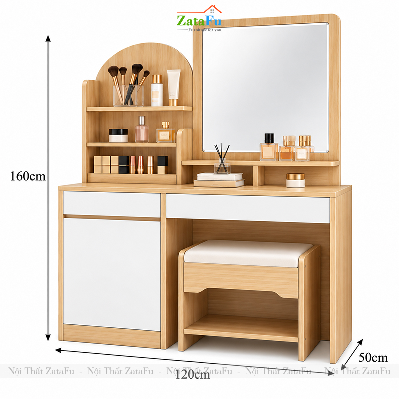 Bàn Trang Điểm Thiết Kế Đơn Giản Phong Cách Bắc Âu Có Kèm Ghế BTD-32 ZataFu