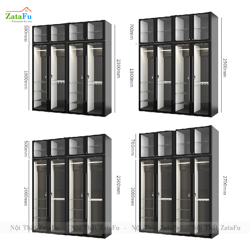 Tủ quần áo buồng kính 2 tầng hiện đại TQA-38