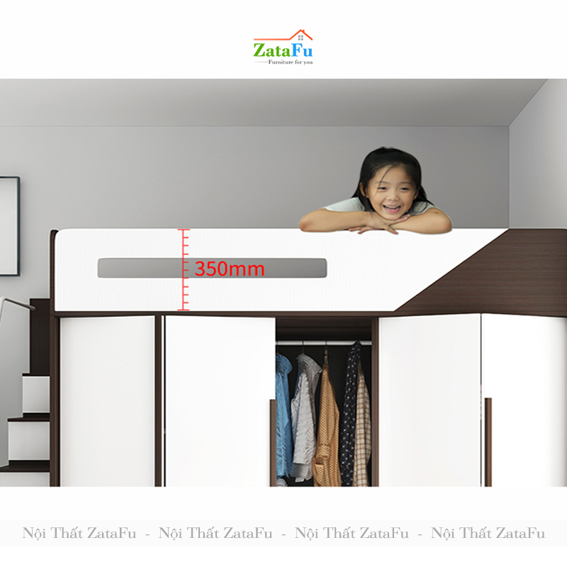 Giường tầng đôi 2 người tích hợp không gian tủ quần áo GG-08
