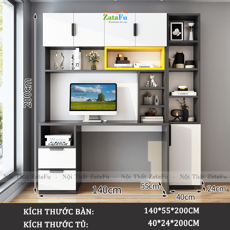 Bàn làm việc tủ trang trí kết hợp hoặc tách rời BLV-54