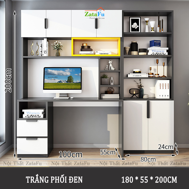 Bàn làm việc tủ trang trí kết hợp hoặc tách rời BLV-54