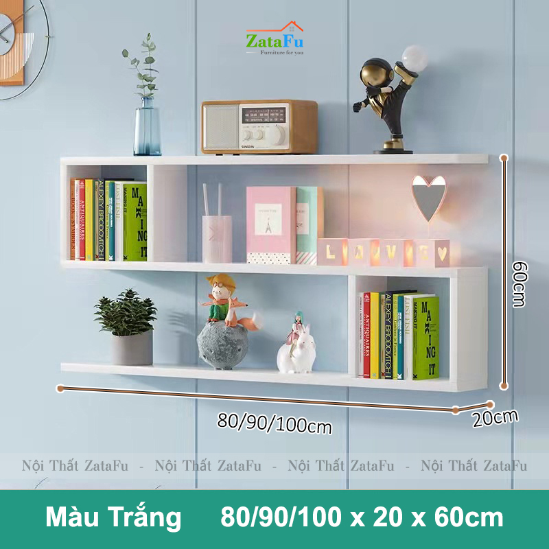 Giá sách treo tường thiết kế hình ziczac ấn tượng KTT-112