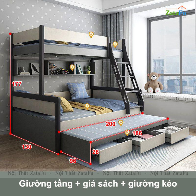 Giường ngủ 2 tầng tích hợp nhiều tiện nghi cho bé GG-32