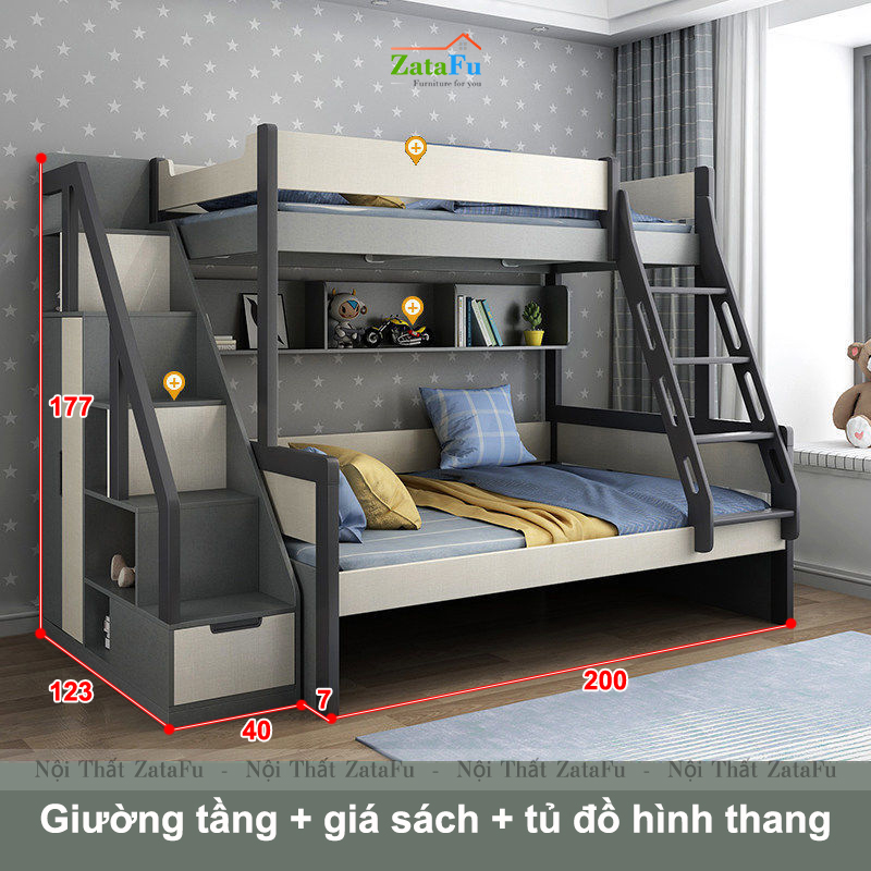 Giường ngủ 2 tầng tích hợp nhiều tiện nghi cho bé GG-32