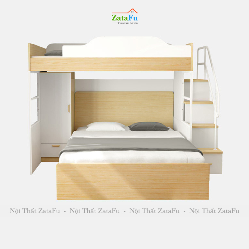 Giường tầng 2-3 người hiện đại kèm tủ kệ trang trí GG-09
