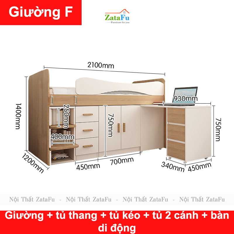 Giường ngủ thông minh nhiều modul kết hợp cho bé mẫu 2 GG-43