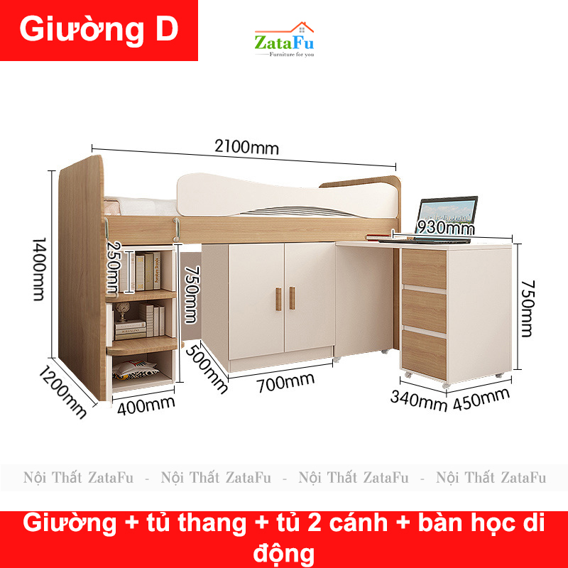 Giường ngủ thông minh nhiều modul kết hợp cho bé mẫu 2 GG-43