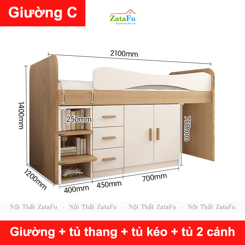 Giường ngủ thông minh nhiều modul kết hợp cho bé mẫu 2 GG-43