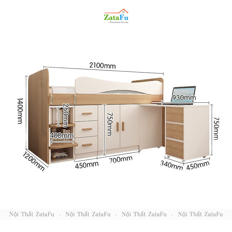Giường ngủ thông minh nhiều modul kết hợp cho bé mẫu 2 GG-43