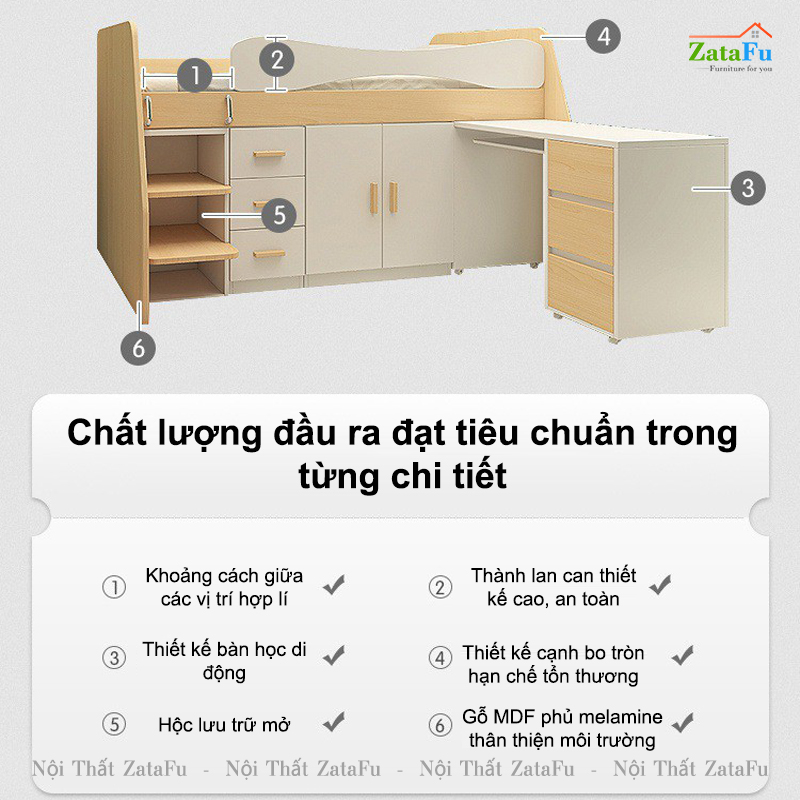 Giường ngủ thông minh nhiều modul kết hợp cho bé mẫu 2 GG-43
