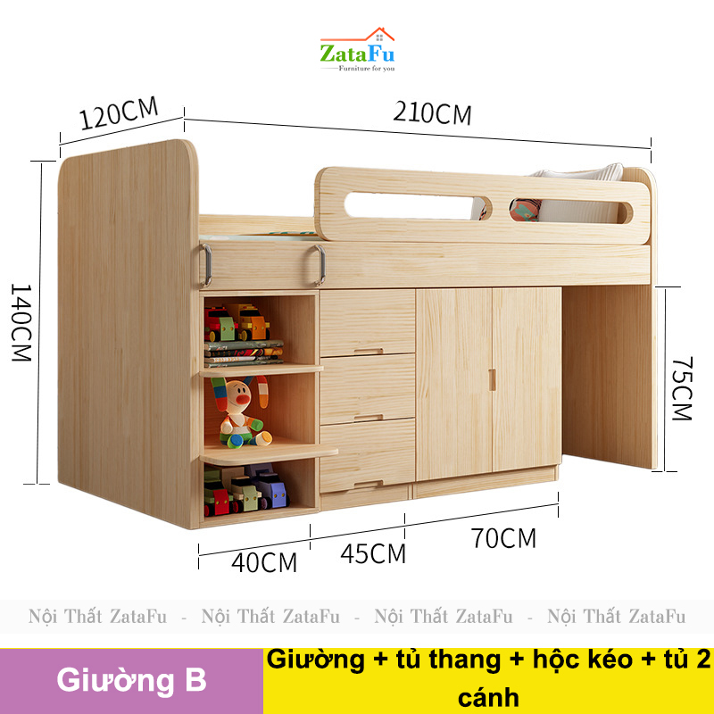 Giường ngủ đa năng kết hợp modul nội thất hiện đại cho bé GG-42