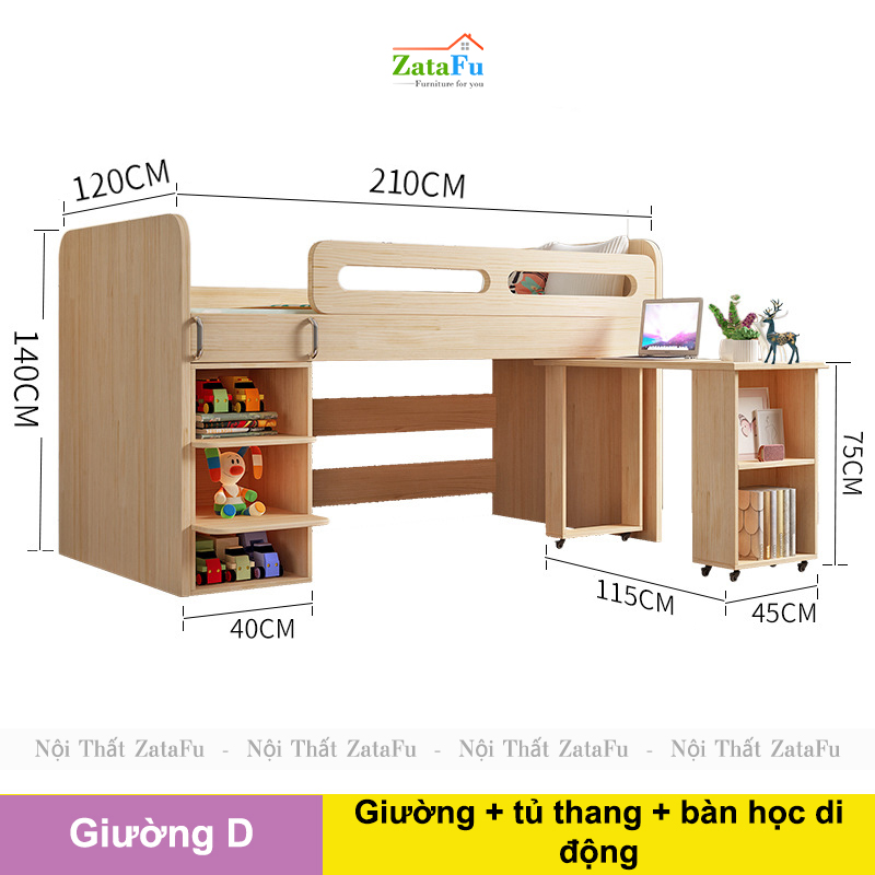 Giường ngủ đa năng kết hợp modul nội thất hiện đại cho bé GG-42