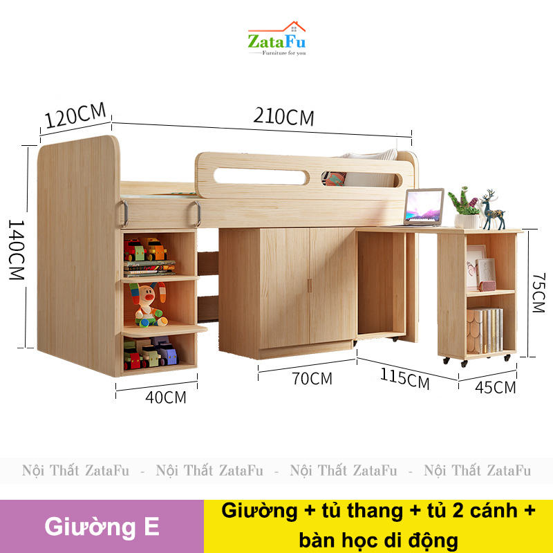 Giường ngủ đa năng kết hợp modul nội thất hiện đại cho bé GG-42