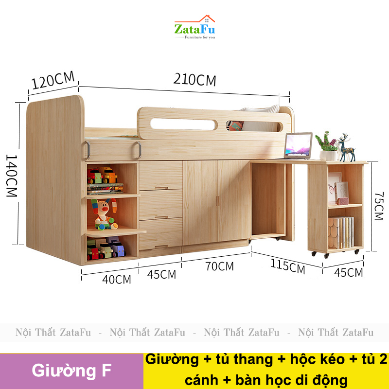Giường ngủ đa năng kết hợp modul nội thất hiện đại cho bé GG-42
