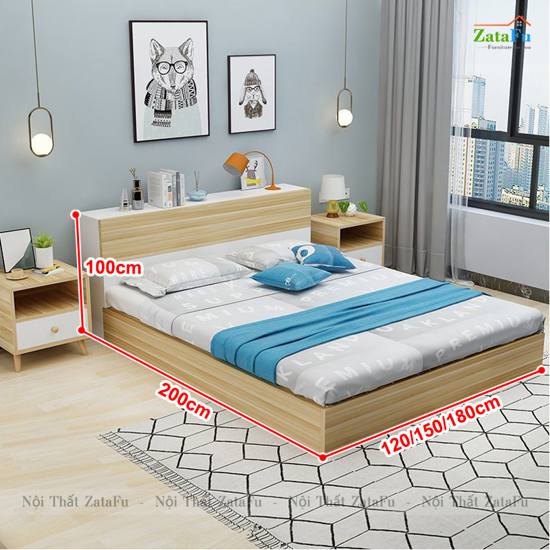 Giường ngủ gỗ mang thiết kế tối giản, tiện nghi cho phòng ngủ GG-28