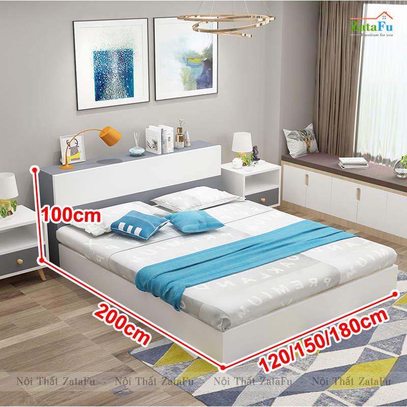 Giường ngủ gỗ mang thiết kế tối giản, tiện nghi cho phòng ngủ GG-28