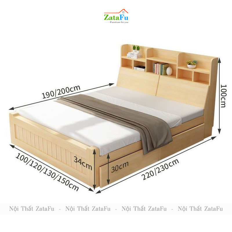 Giường ngủ gỗ công nghiệp hiện đại cho phòng ngủ tiện nghi GG-26