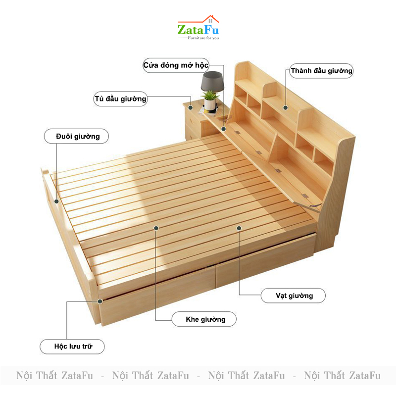 Giường ngủ gỗ công nghiệp hiện đại cho phòng ngủ tiện nghi GG-26