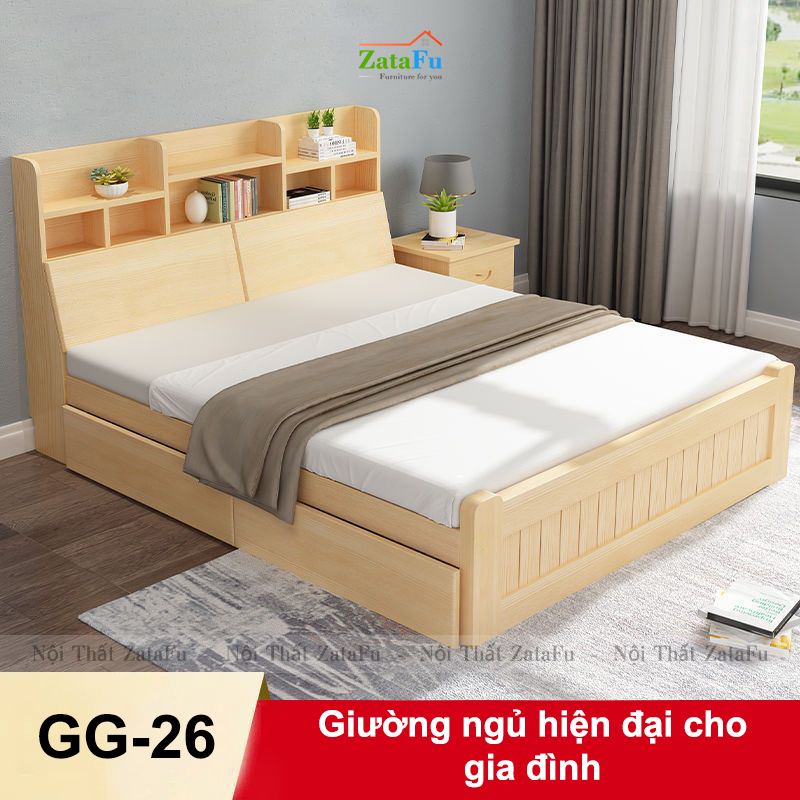 Giường ngủ gỗ công nghiệp hiện đại cho phòng ngủ tiện nghi GG-26