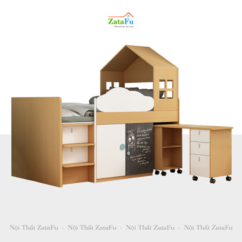 Giường ngủ cho bé kèm tủ quần áo và kệ GG-04