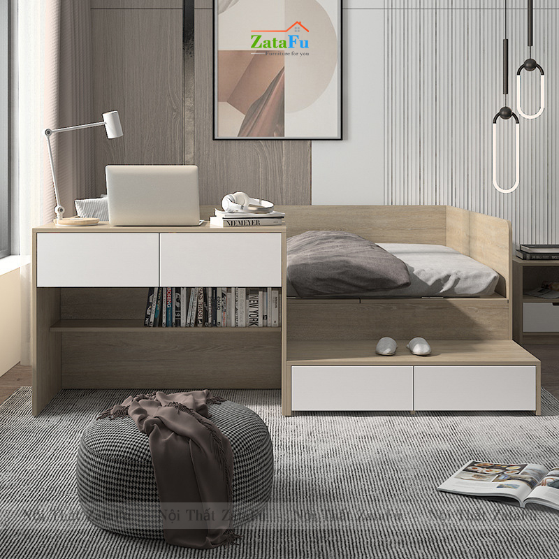 Giường gỗ kết hợp sáng tạo cho phòng ngủ hiện đại GG-33