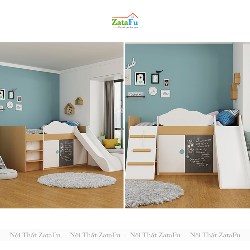 Giường ngủ cho bé kèm tủ quần áo và kệ GG-04
