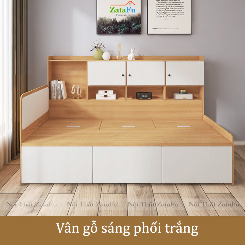 Giường ngủ tích hợp kệ sách trang trí và bàn làm việc GG-14