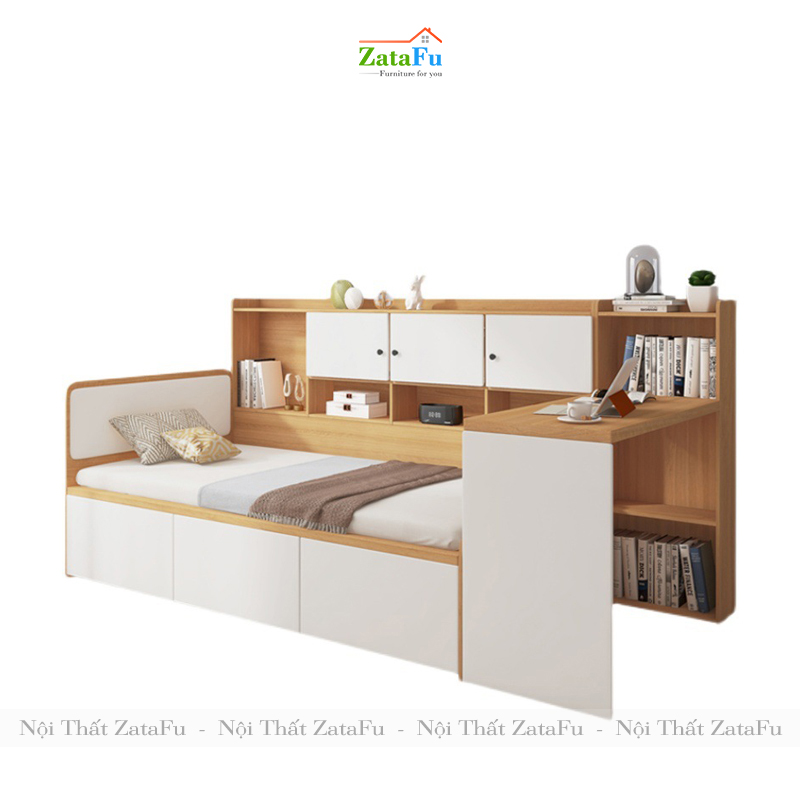 Giường ngủ tích hợp kệ sách trang trí và bàn làm việc GG-14