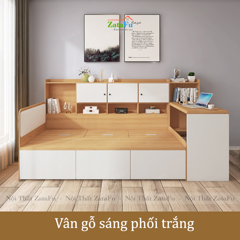Giường ngủ tích hợp kệ sách trang trí và bàn làm việc GG-14
