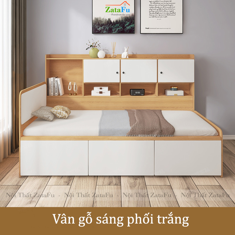 Giường ngủ tích hợp kệ sách trang trí và bàn làm việc GG-14