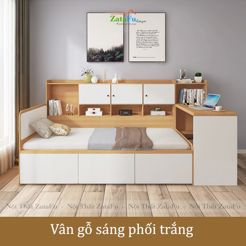 Giường ngủ tích hợp kệ sách trang trí và bàn làm việc GG-14