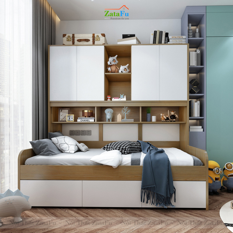 Giường ngủ đơn tích hợp ngăn kéo và tủ GG-02
