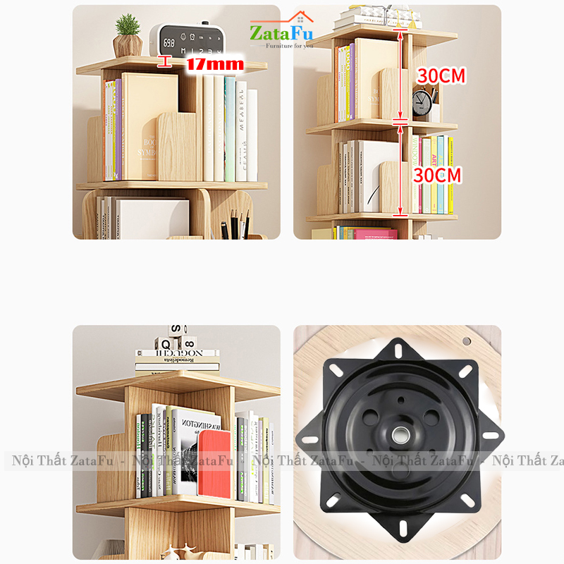 Kệ Đựng Sách Xoay 360 Độ Kệ Gỗ Trang Trí Sách Vở Kệ Xoay Cho Bé KTT-143 ZataFu