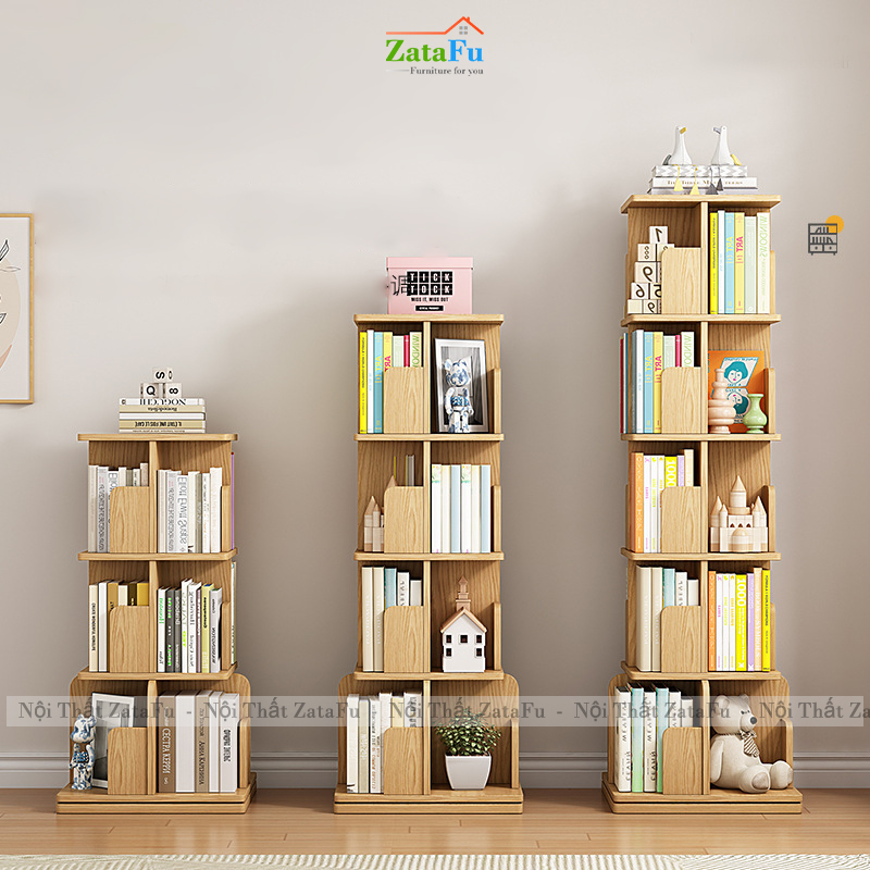 Kệ Đựng Sách Xoay 360 Độ Kệ Gỗ Trang Trí Sách Vở Kệ Xoay Cho Bé KTT-143 ZataFu