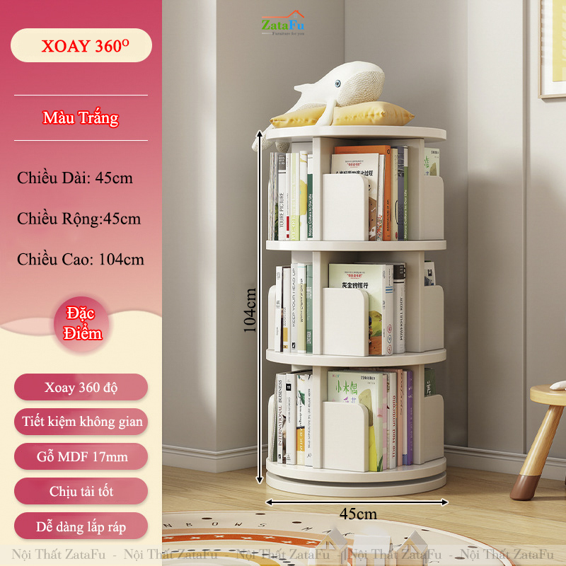 Kệ Đựng Sách Xoay 360 Độ Kệ Gỗ Trang Trí Xoay Cho Bé KTT-135 ZataFu
