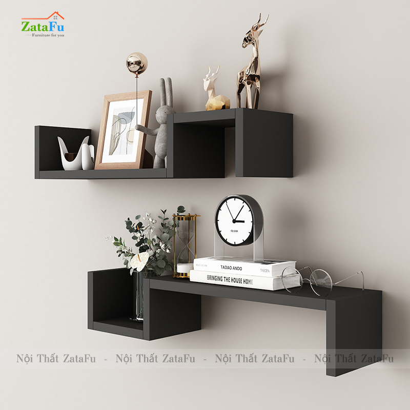 Kệ decor gắn tường hình bậc thang uốn lượn độc đáo KTT-120