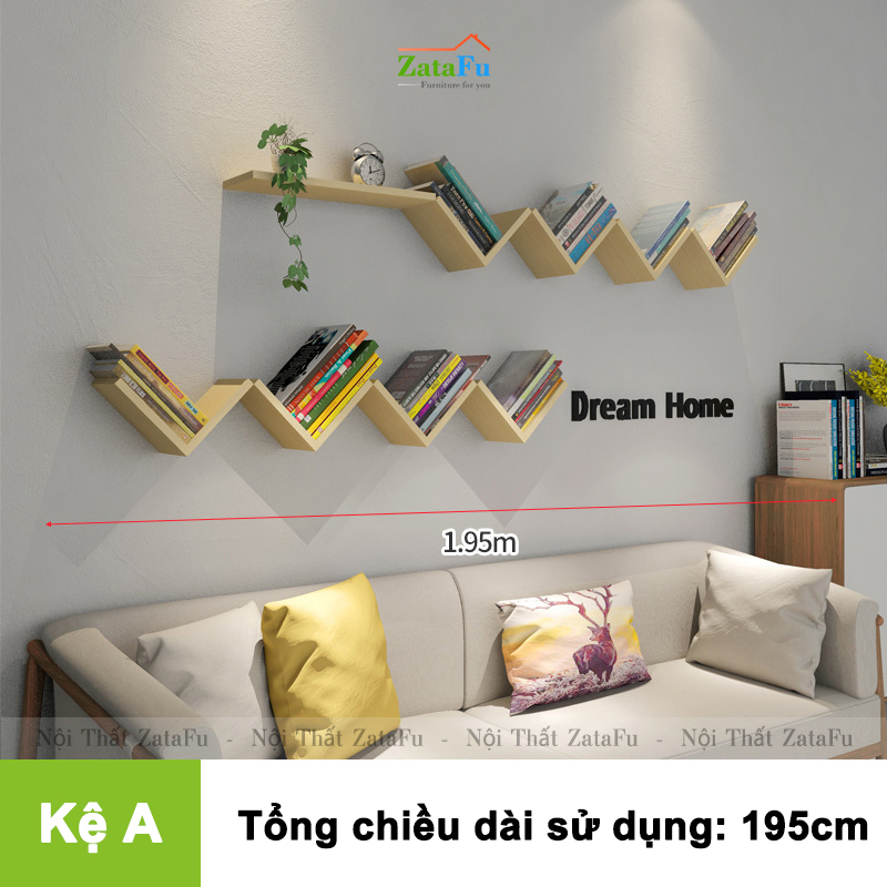 Kệ gỗ treo tường kệ sách decor đa dạng phân loại độc đáo KTT-107