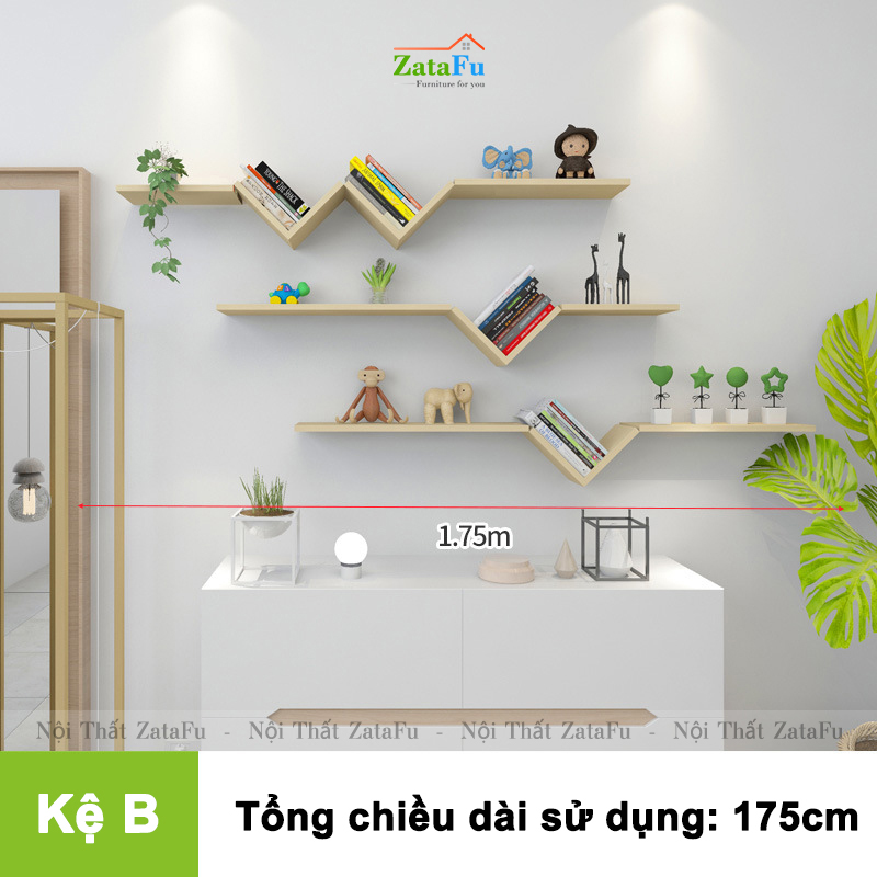 Kệ gỗ treo tường kệ sách decor đa dạng phân loại độc đáo KTT-107