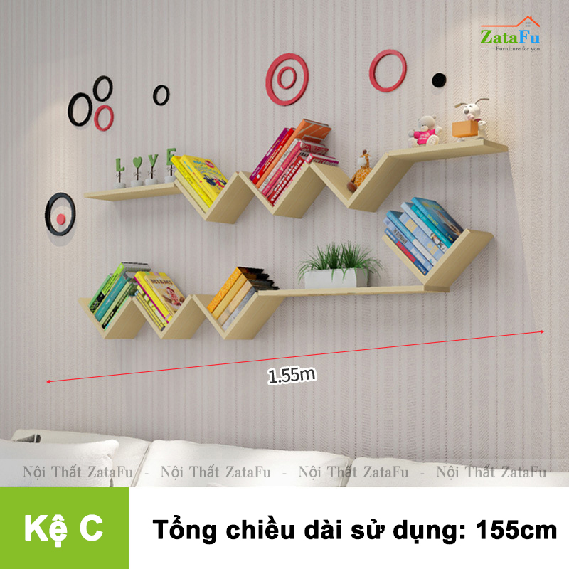 Kệ gỗ treo tường kệ sách decor đa dạng phân loại độc đáo KTT-107