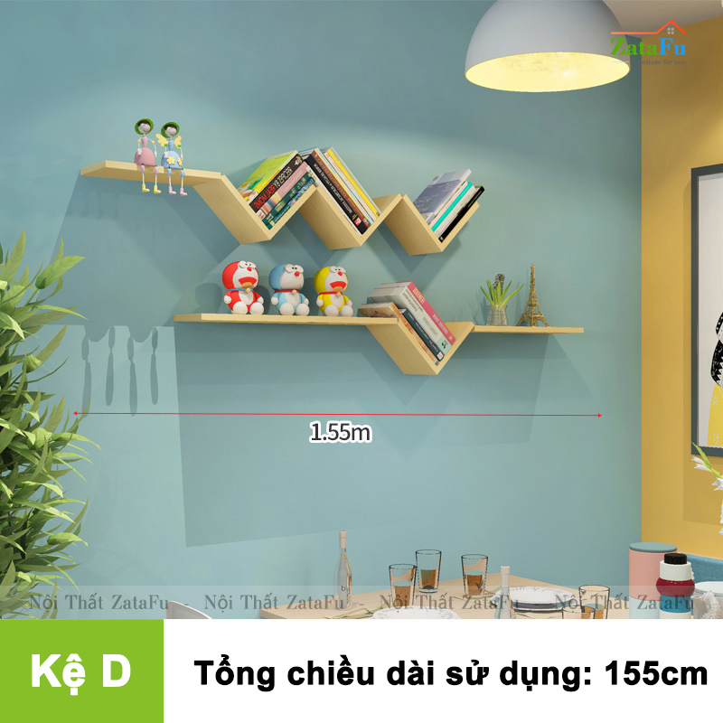 Kệ gỗ treo tường kệ sách decor đa dạng phân loại độc đáo KTT-107