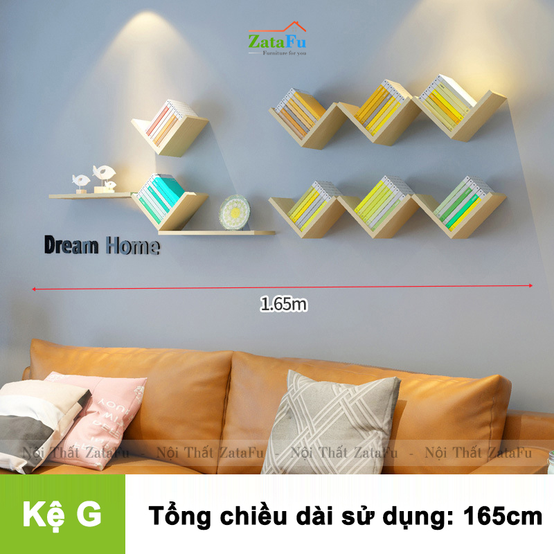 Kệ gỗ treo tường kệ sách decor đa dạng phân loại độc đáo KTT-107