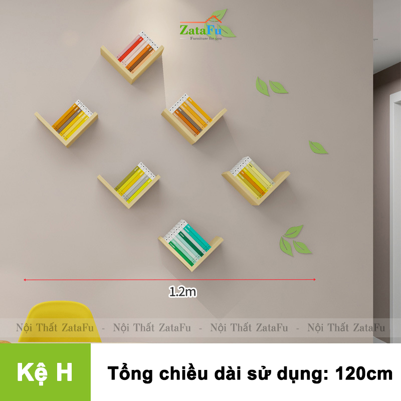 Kệ gỗ treo tường kệ sách decor đa dạng phân loại độc đáo KTT-107