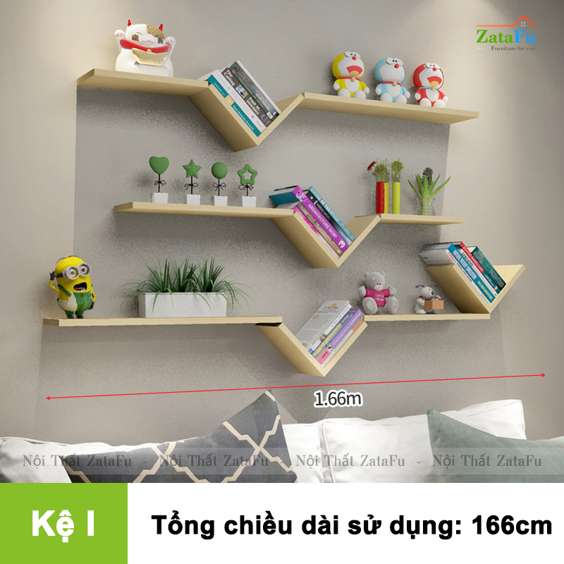 Kệ gỗ treo tường kệ sách decor đa dạng phân loại độc đáo KTT-107