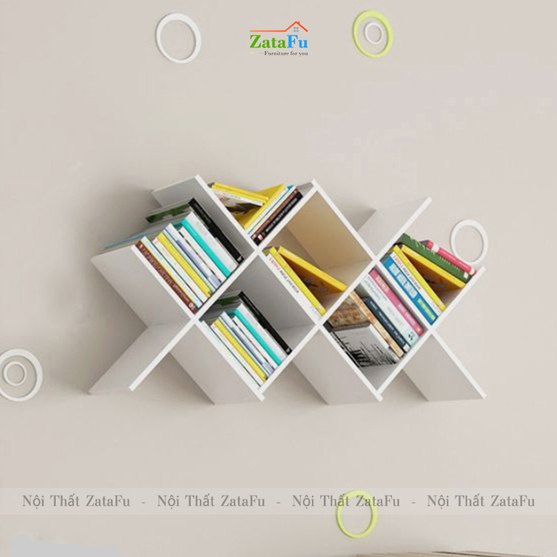 Kệ gỗ treo tường kệ sách decor đa dạng phân loại độc đáo KTT-107