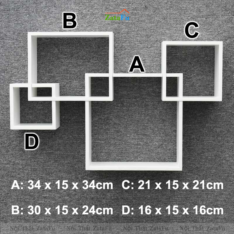 Kệ decor gắn tường ô vuông lồng ghép ấn tượng KTT-121