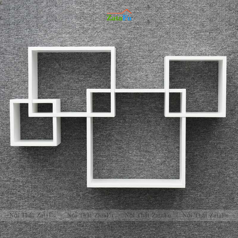 Kệ decor gắn tường ô vuông lồng ghép ấn tượng KTT-121