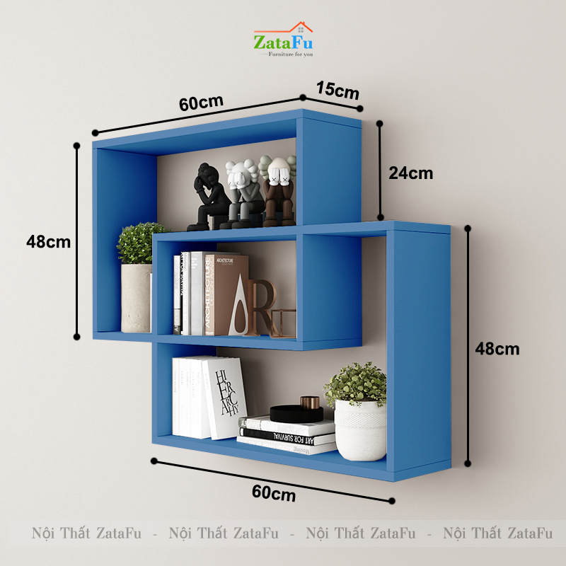 Kệ chữ nhật ghép đôi decor gắn tường phong cách KTT-110