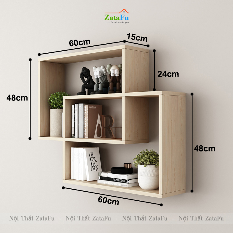 Kệ chữ nhật ghép đôi decor gắn tường phong cách KTT-110