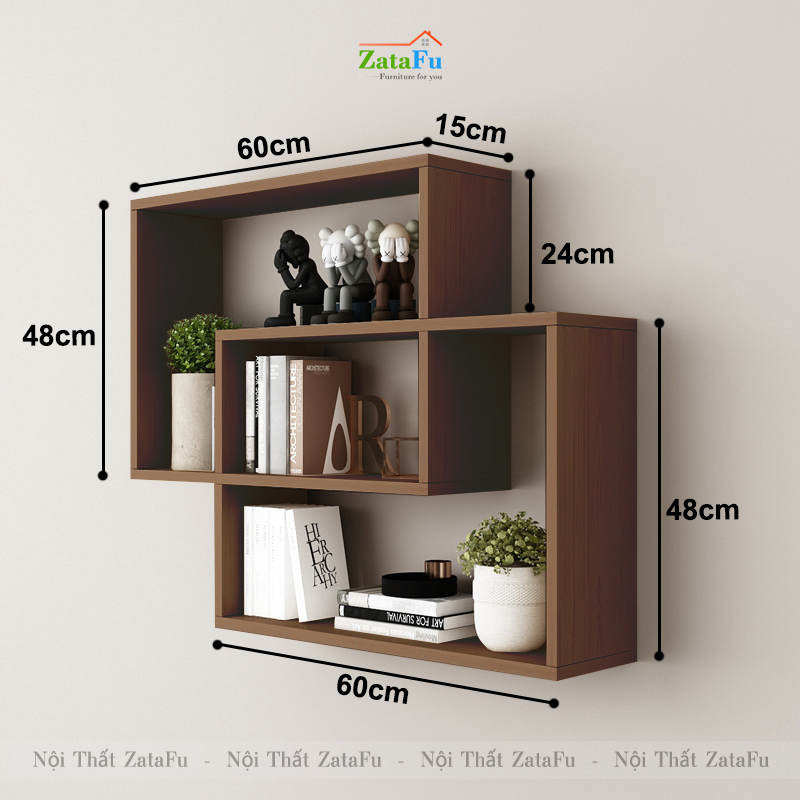 Kệ chữ nhật ghép đôi decor gắn tường phong cách KTT-110