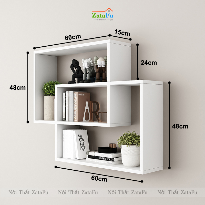 Kệ chữ nhật ghép đôi decor gắn tường phong cách KTT-110